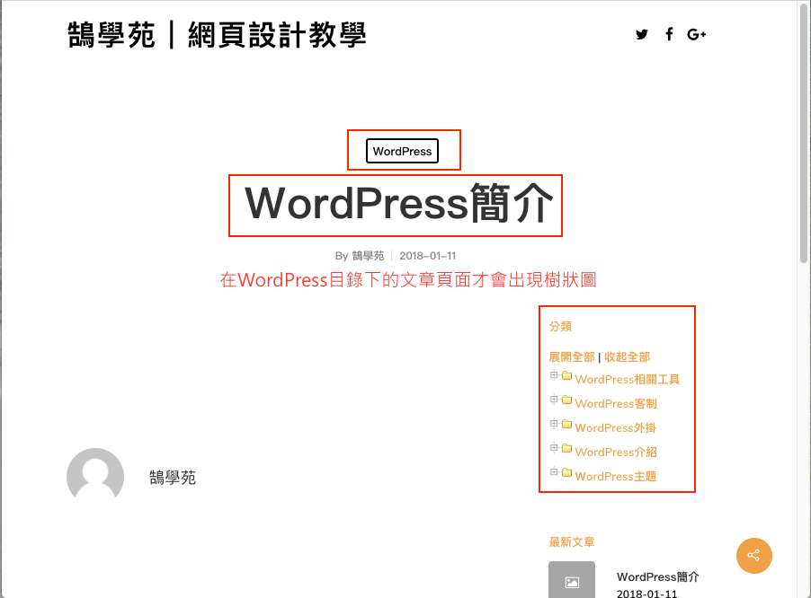 WordPress 文章 分類 以 WP-dTree 樹狀圖 列表呈現