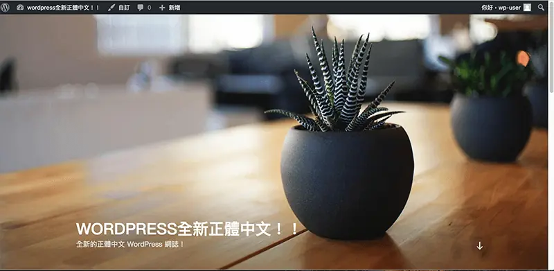 WordPress 下載與安裝教學:用 MAMP 在 Mac 架設本機網站 36 安裝完成後的 WordPress 網站前台,套用預設佈景主題,標題為 WordPress 全新正體中文