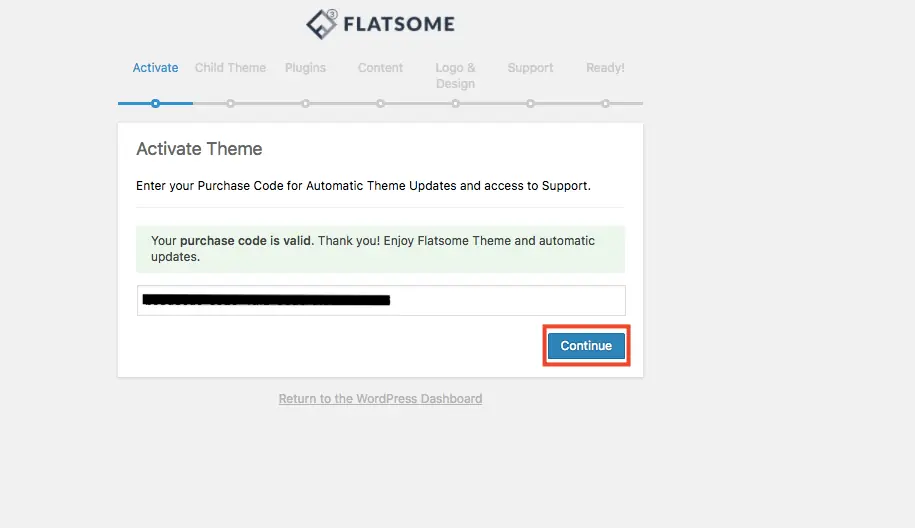Flatsome 主題教學:WooCommerce 購物網站主題特色、價格與安裝設定 15 輸入購買序號後顯示註冊成功與自動更新已啟用