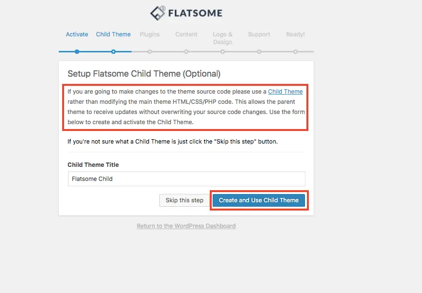 Flatsome 主題教學:WooCommerce 購物網站主題特色、價格與安裝設定 16 設定精靈建議為網站安裝 Flatsome 子主題