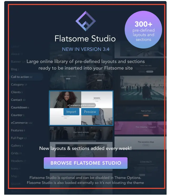 Flatsome 主題教學:WooCommerce 購物網站主題特色、價格與安裝設定 8 Flatsome 提供的各類範例頁面,例如公司介紹與商品展示