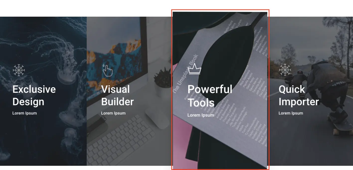Salient WordPress 主題教學:特色、購買授權與匯入示範網站步驟 7 Salient Fancy Box 元素滑鼠移入時放大浮起的效果