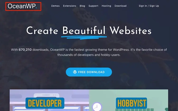 OceanWP 主題教學:免費 WordPress 佈景主題安裝與範本匯入 1 2018 年的 OceanWP 官網首頁