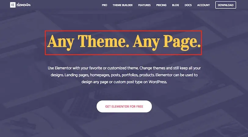 Elementor 教學:WordPress Elementor 免費版操作與設定入門 2 Elementor 官網說明可搭配任何 WordPress 主題、編輯任何頁面類型(2018 年畫面)