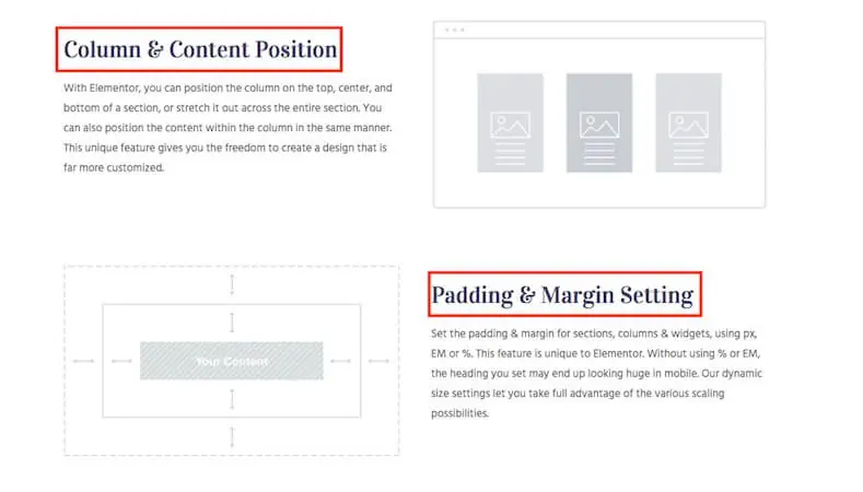 Elementor 教學:WordPress Elementor 免費版操作與設定入門 4 Elementor 官網介紹不同裝置可分別設定內距與外距的響應式編輯(2018 年畫面)