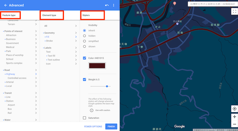 Google Map 自訂外觀 