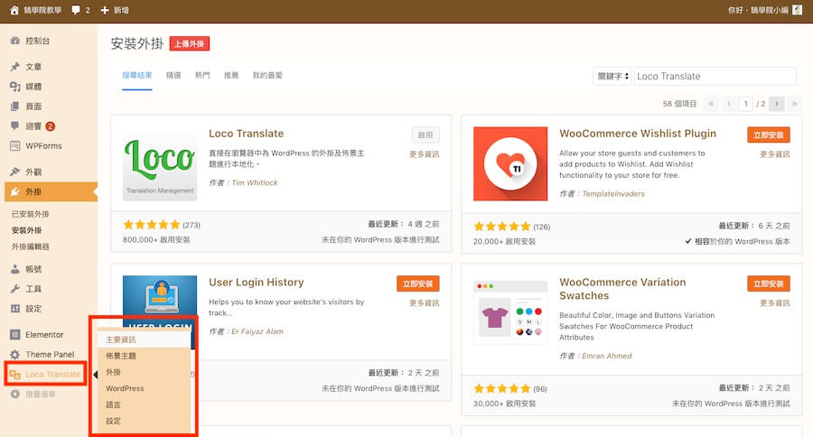 WordPress 網站翻譯 