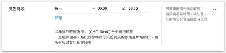 Google 廣告設定教學:Google Ads 廣告活動地區、預算與出價怎麼設 12 廣告時段設定,可指定每週放送的日子與時段
