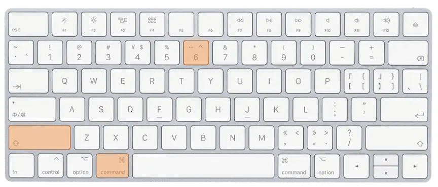 鍵盤圖解：同時按下 Command、Shift、6 擷取 Touch Bar 畫面