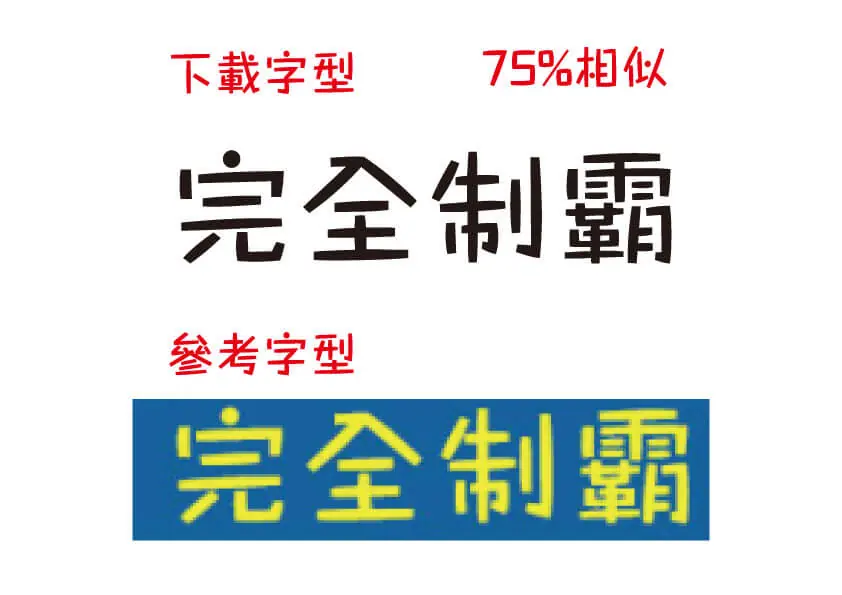比對下載字體與原截圖文字的相似程度