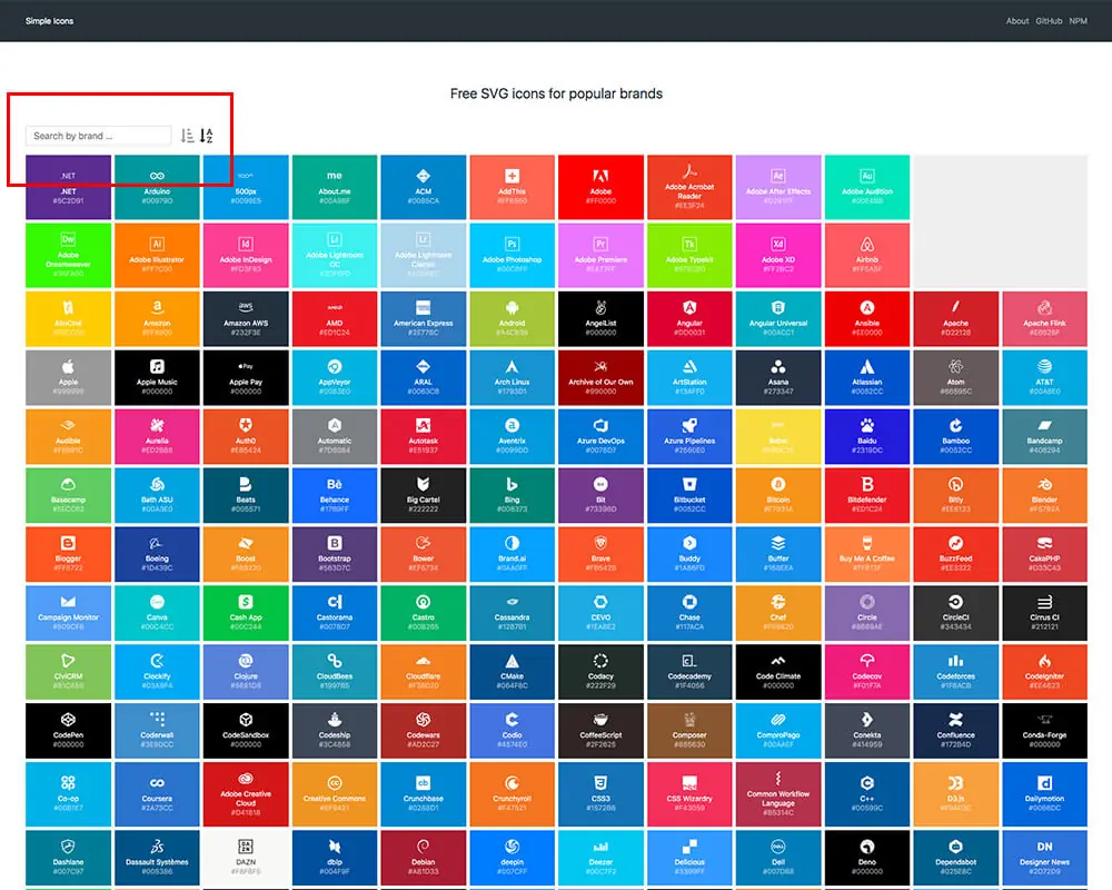 Simple Icons 與 Brand Colors SVG 檔案及色碼查詢 網頁 GUI 資源分享