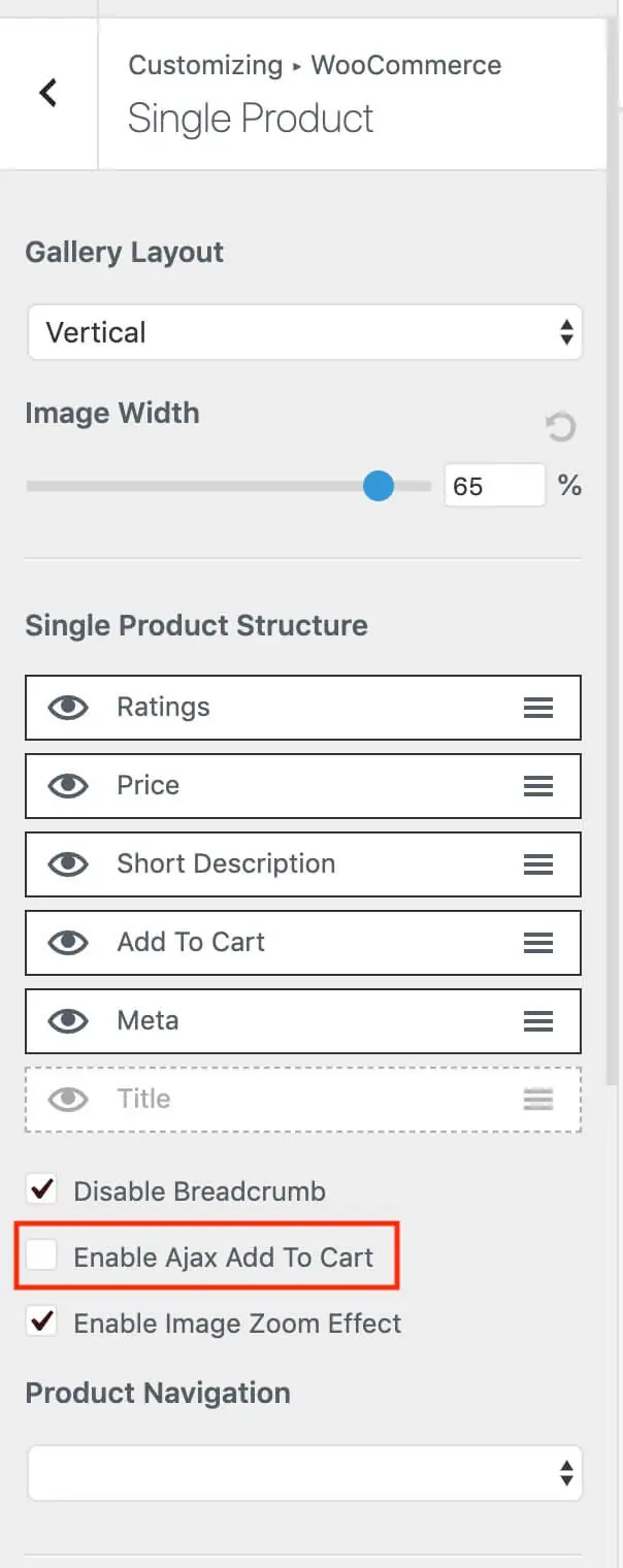 WooCommerce 加入購物車彈出視窗:YITH Cart Popup 設定教學 8 Astra 主題自訂中的 WooCommerce 設定,關閉 AJAX 加入購物車選項(舊版畫面)