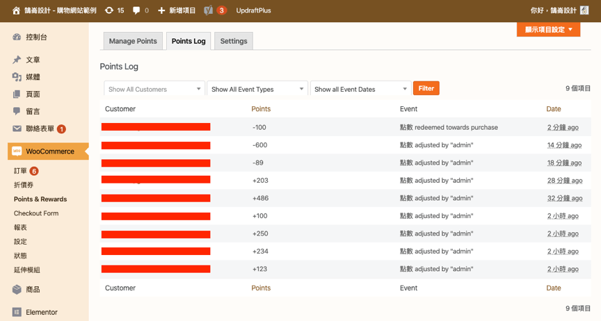 WooCommerce 點數 