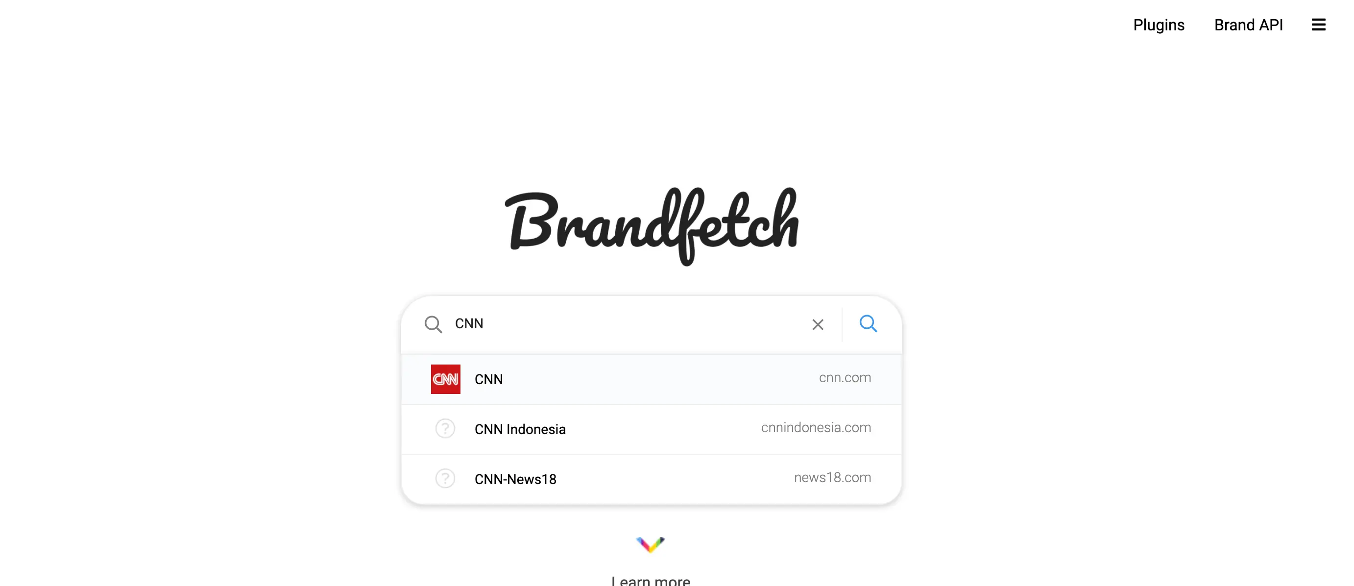 Brandfetch 教學:查網站 Logo、品牌色與字型的 Chrome 擴充功能 1 Brandfetch 官網搜尋畫面,輸入企業名稱後會自動列出相符的品牌(2020 年舊版介面)