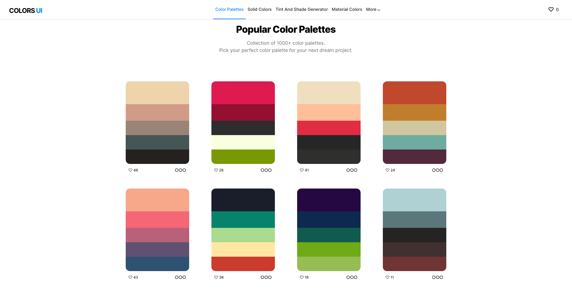 Colors UI 收錄多達1000個調色盤，還可創造專屬色玩出新色！
